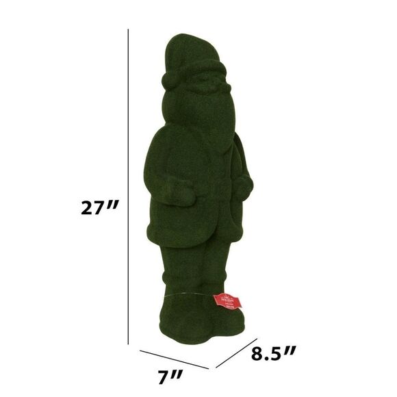 23 Inch Large Green Flocked Foam Santa Christmas Decor - Picture 10 of 10